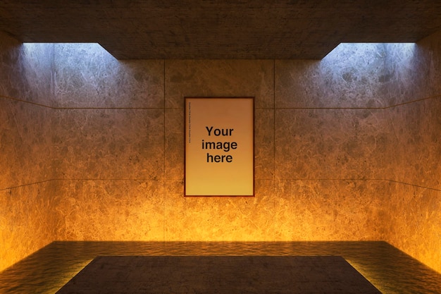 A picture frame on a wall that says your image here.