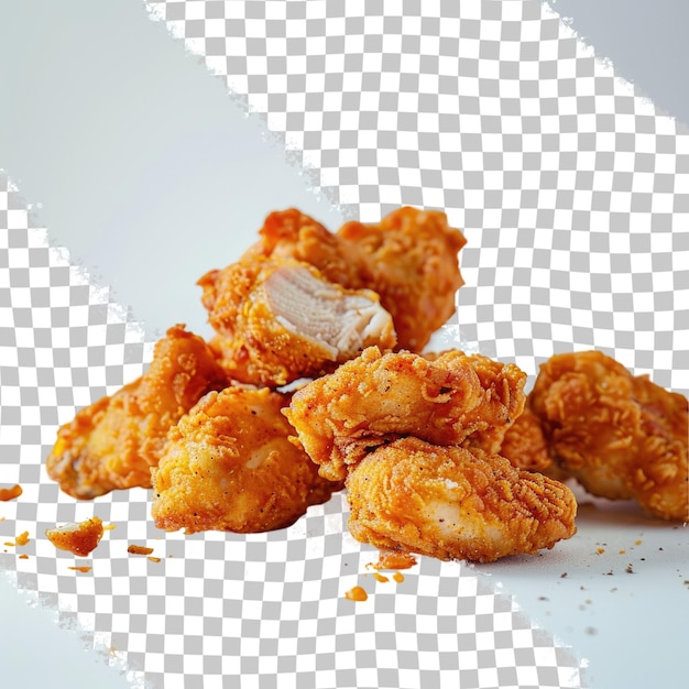 a picture of fried chicken and a white box with the words  chicken  on it