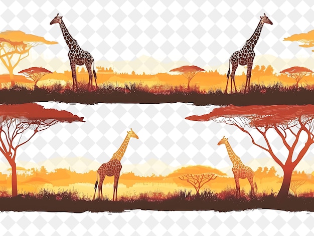 a picture of giraffes and giraffes in a field