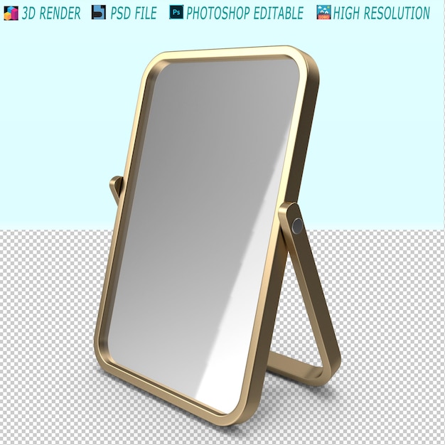 PSD a picture of a gold framed mirror with a blue background with a picture of a gold frame