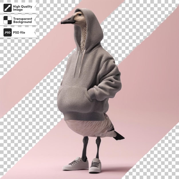 a picture of a goose with a hoodie on it