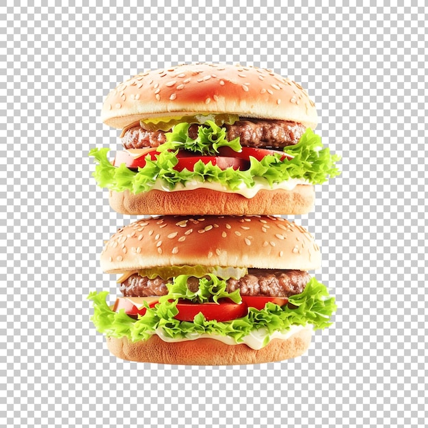 a picture of a hamburger with a picture of a chicken and lettuce