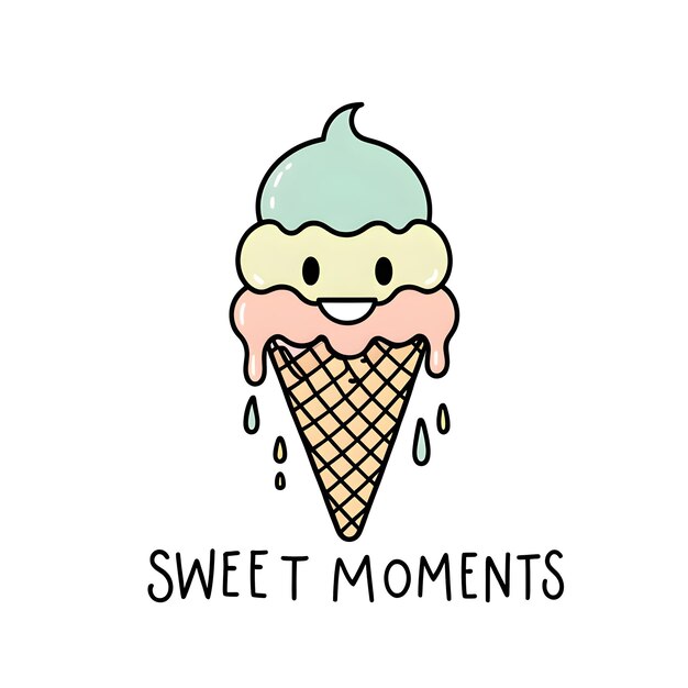 a picture of a ice cream cone that says sweet moments