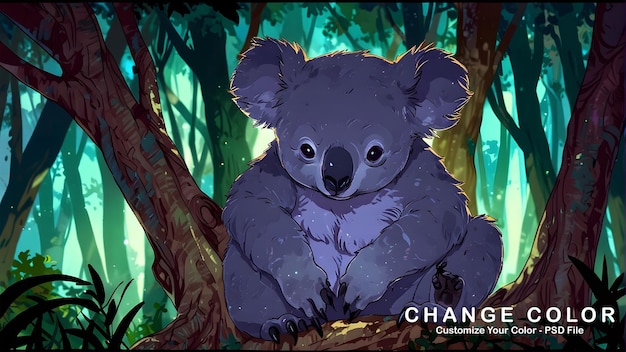 a picture of a koala with the word change on it