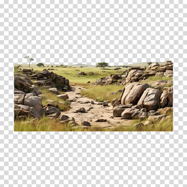 a picture of a landscape with a tree and rocks