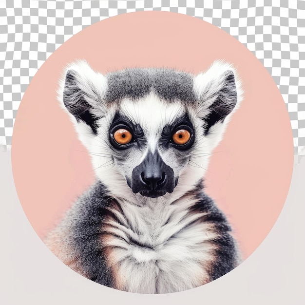 a picture of a lemur that has orange eyes