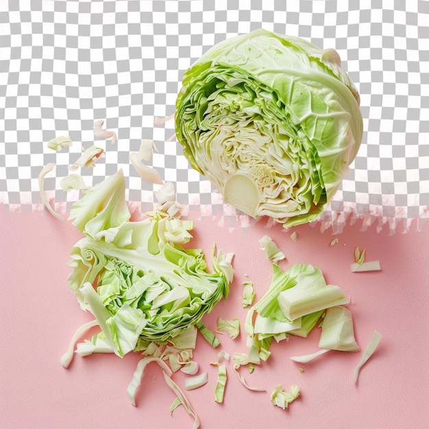 PSD a picture of lettuce and cabbage on a pink background