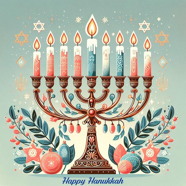 PSD a picture of a menorah with the words jewish jewish holiday on it