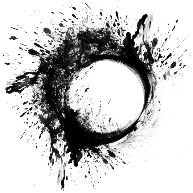 Picture of minimal black painting in grunge style represent idea of zen AIG35