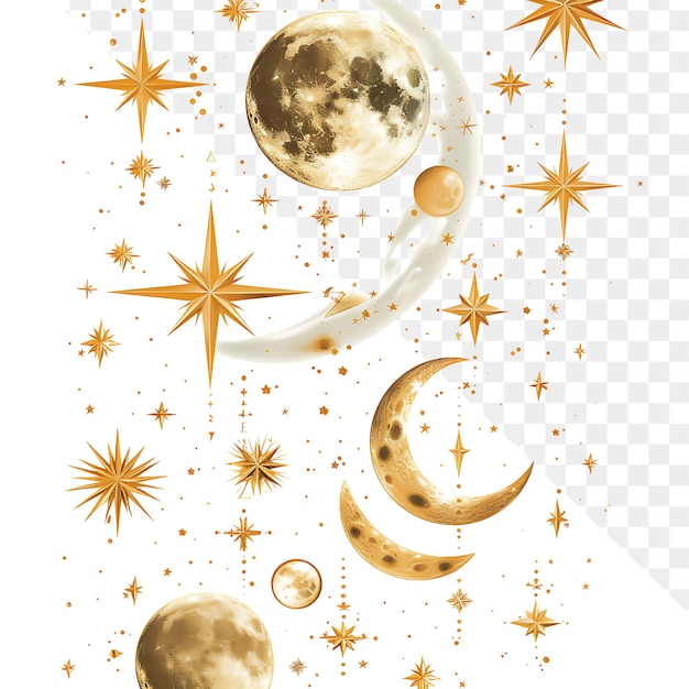 PSD a picture of a moon and stars with a white background