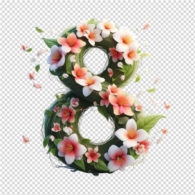 a picture of a number 6 with flowers and leaves