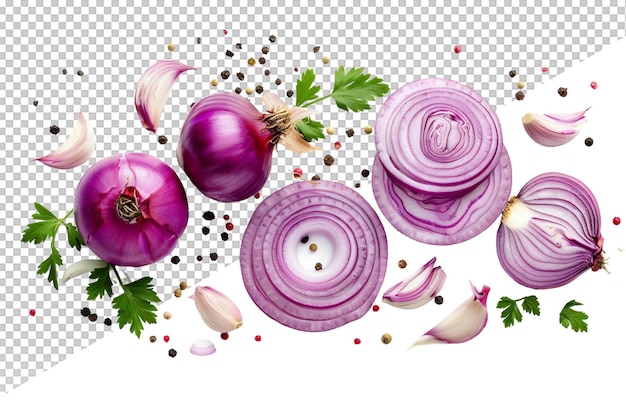 PSD a picture of onions and onions with a white background