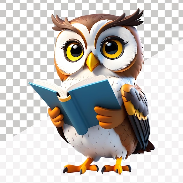 a picture of an owl reading a book