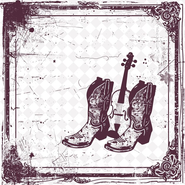 PSD a picture of a pair of boots and a violin