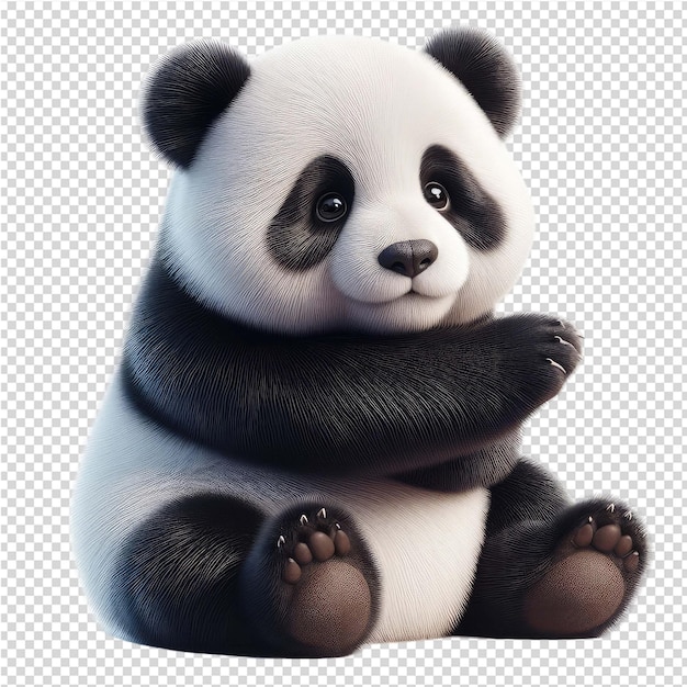 a picture of a panda bear with a black nose and paws