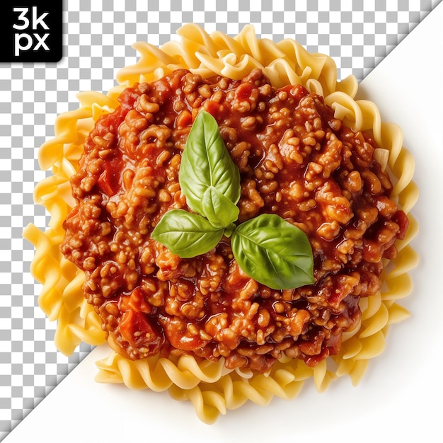 PSD a picture of a pasta dish with basil leaves on it