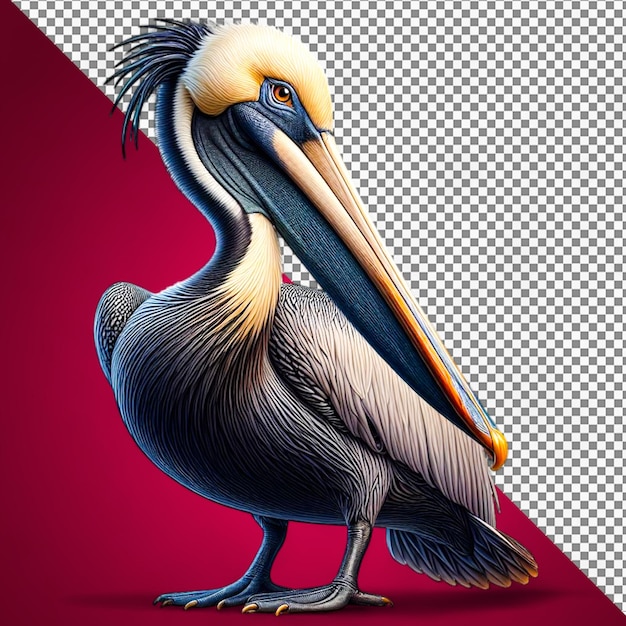 a picture of a pelican with a red background