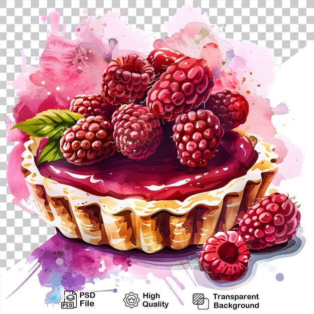 a picture of a pie with raspberries on it isolated on transparent background