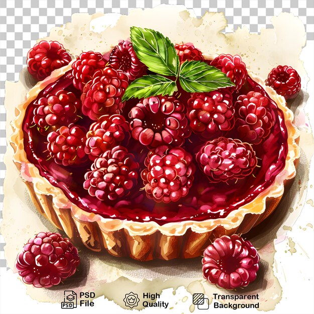 a picture of a pie with raspberries on it isolated on transparent background