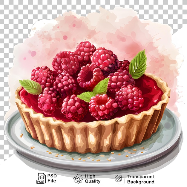 a picture of a pie with raspberries on it isolated on transparent background