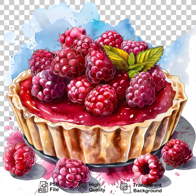 a picture of a pie with raspberries on it isolated on transparent background