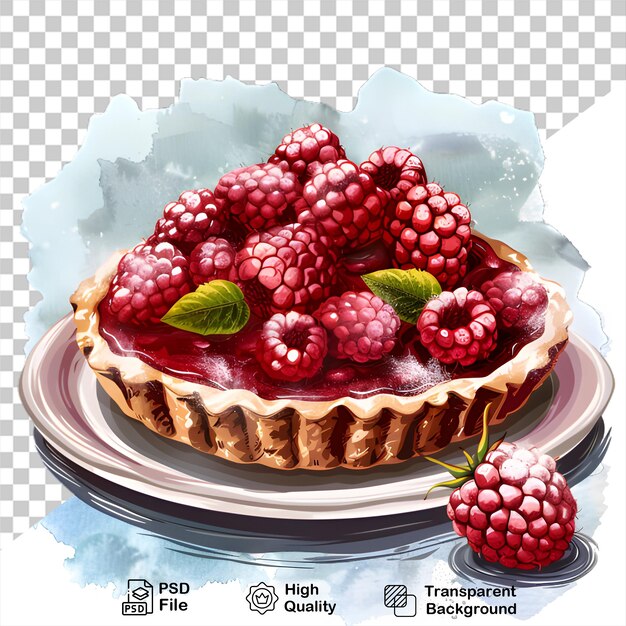 a picture of a pie with raspberries on it isolated on transparent background