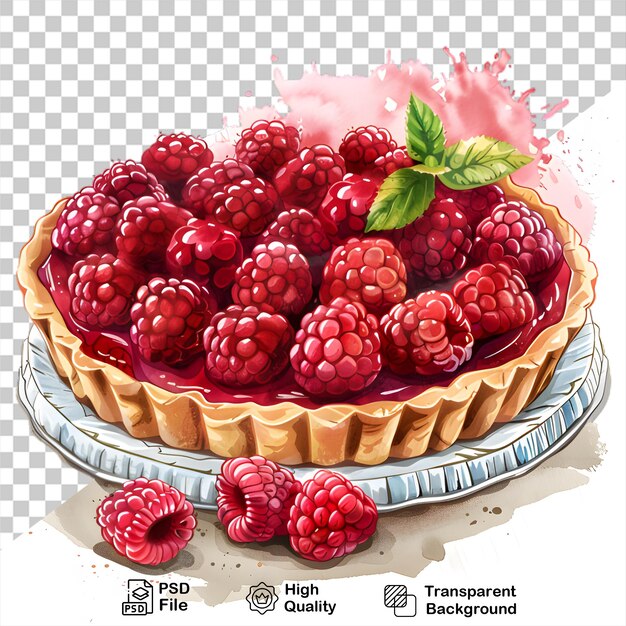 a picture of a pie with raspberries on it isolated on transparent background