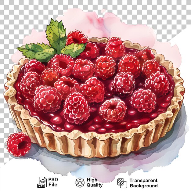 a picture of a pie with raspberries on it isolated on transparent background