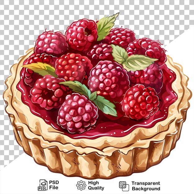 a picture of a pie with raspberries on it isolated on transparent background