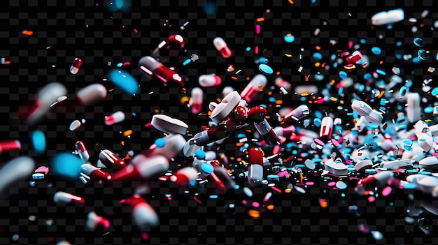 PSD a picture of pills and capsules with a black background