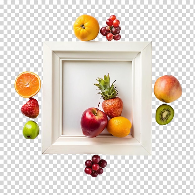 A picture of a pineapple and fruits on transparent background