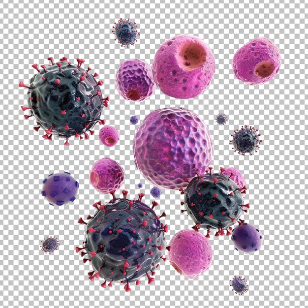 PSD a picture of a purple and pink colored virus on transparent background png