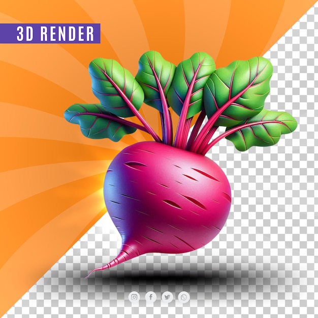 a picture of a radish with the words 3d on it