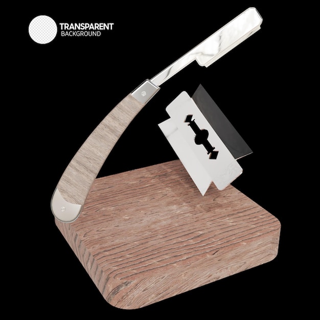 A picture of a razor blade with a logo for transparent photography.