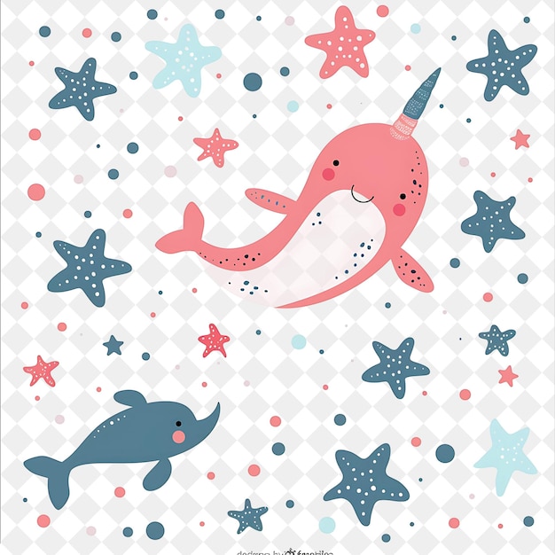 PSD a picture of a seahorse and a whale with stars and a place for the text quot sea quot