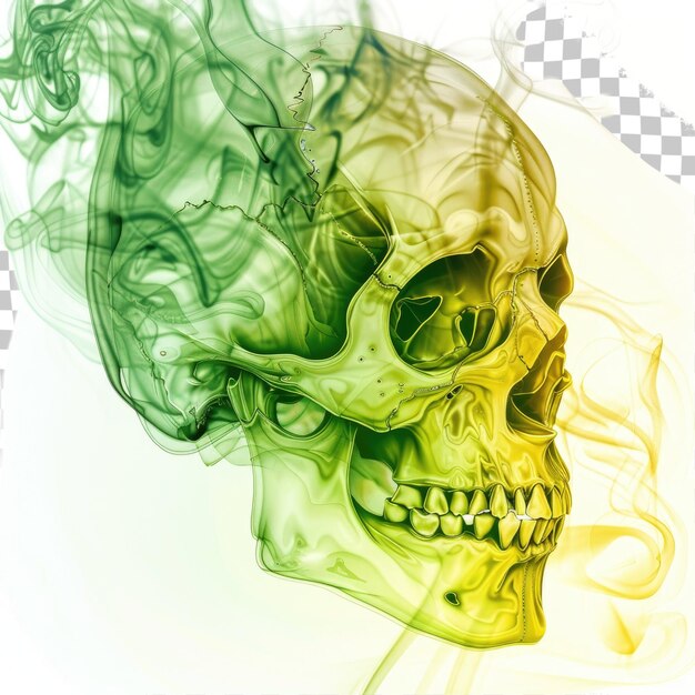 PSD a picture of a skull with green and yellow colors