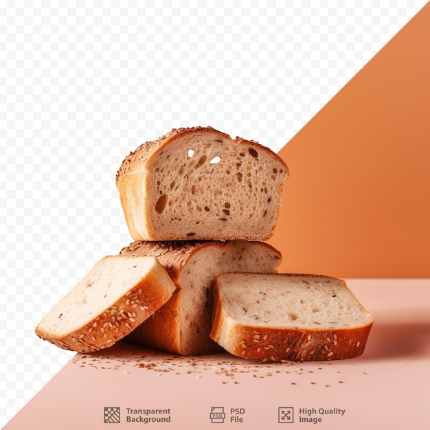 a picture of sliced bread on a white background with a red and orange background.