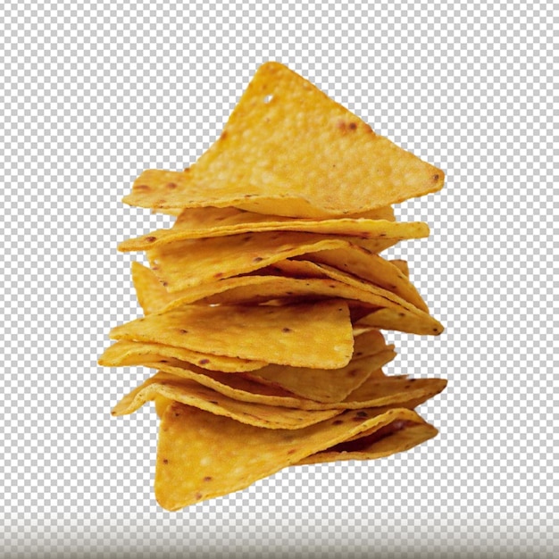 picture stack of chili tortilla chips isolated on transparent background