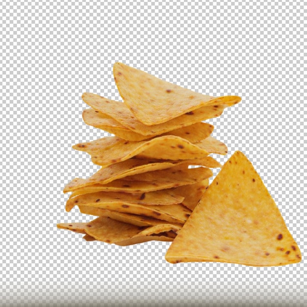 picture stack of chili tortilla chips isolated on transparent background