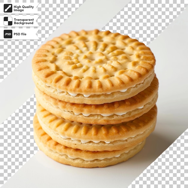 a picture of a stack of crackers with a picture of a cookie on it