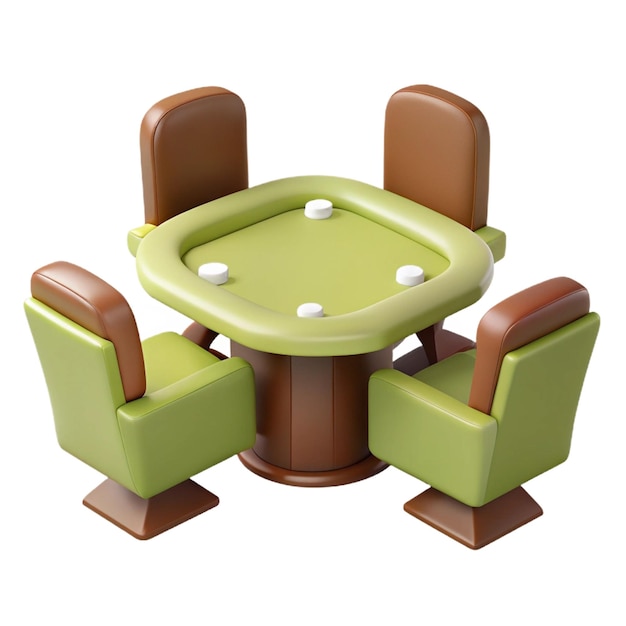 a picture of a table and chairs with a green table and chairs