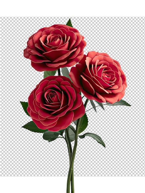 a picture of three red roses with a white background