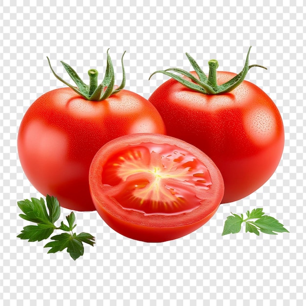 a picture of tomatoes and a tomato with a green leaf