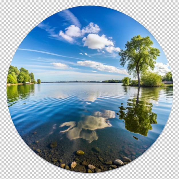 PSD a picture of a tree and the sky with a circle of clouds in it