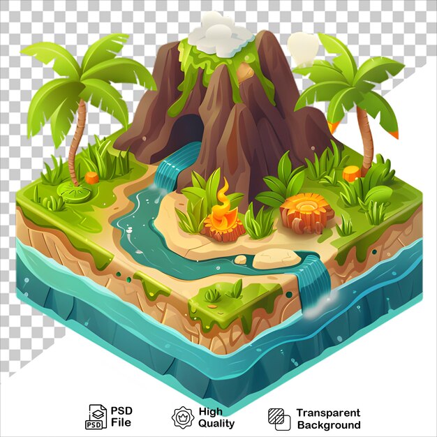 PSD a picture of a tropical island with palm trees and water