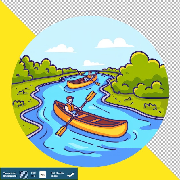 PSD a picture of two boats with a picture of a river and a picture of a river with a man in a canoe on it