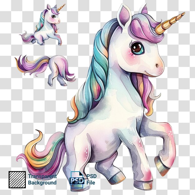 PSD a picture of a unicorn with rainbow hair and a picture of a unicorn