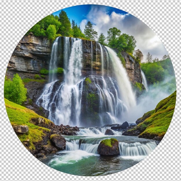 PSD a picture of a waterfall with a circle of water and a picture of a waterfall