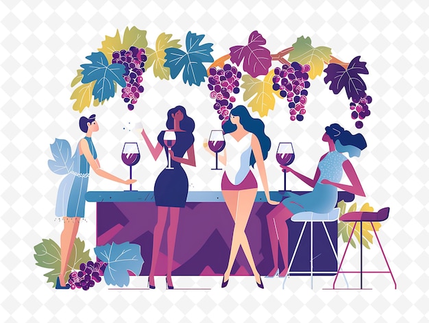 a picture of women at a wine tasting event with grapes