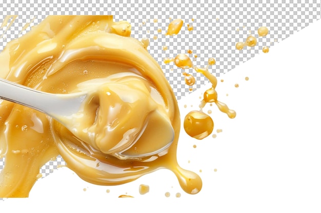 PSD a picture of a yellow liquid with the word caramel on it